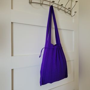 Joseph and Stacey Pleated Fabric Tote Bag, Deep purple